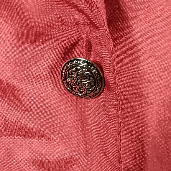 Vintage Kelly Scott Size 14 Burn Red Button Down Shirt Collared Silky Long Sleev - Picture 5 of 8